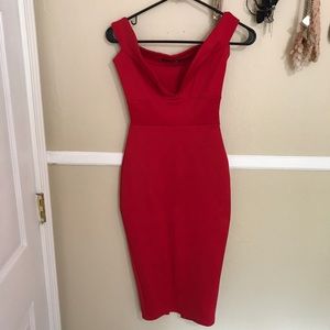 Boohoo Red Sweetheart Dress